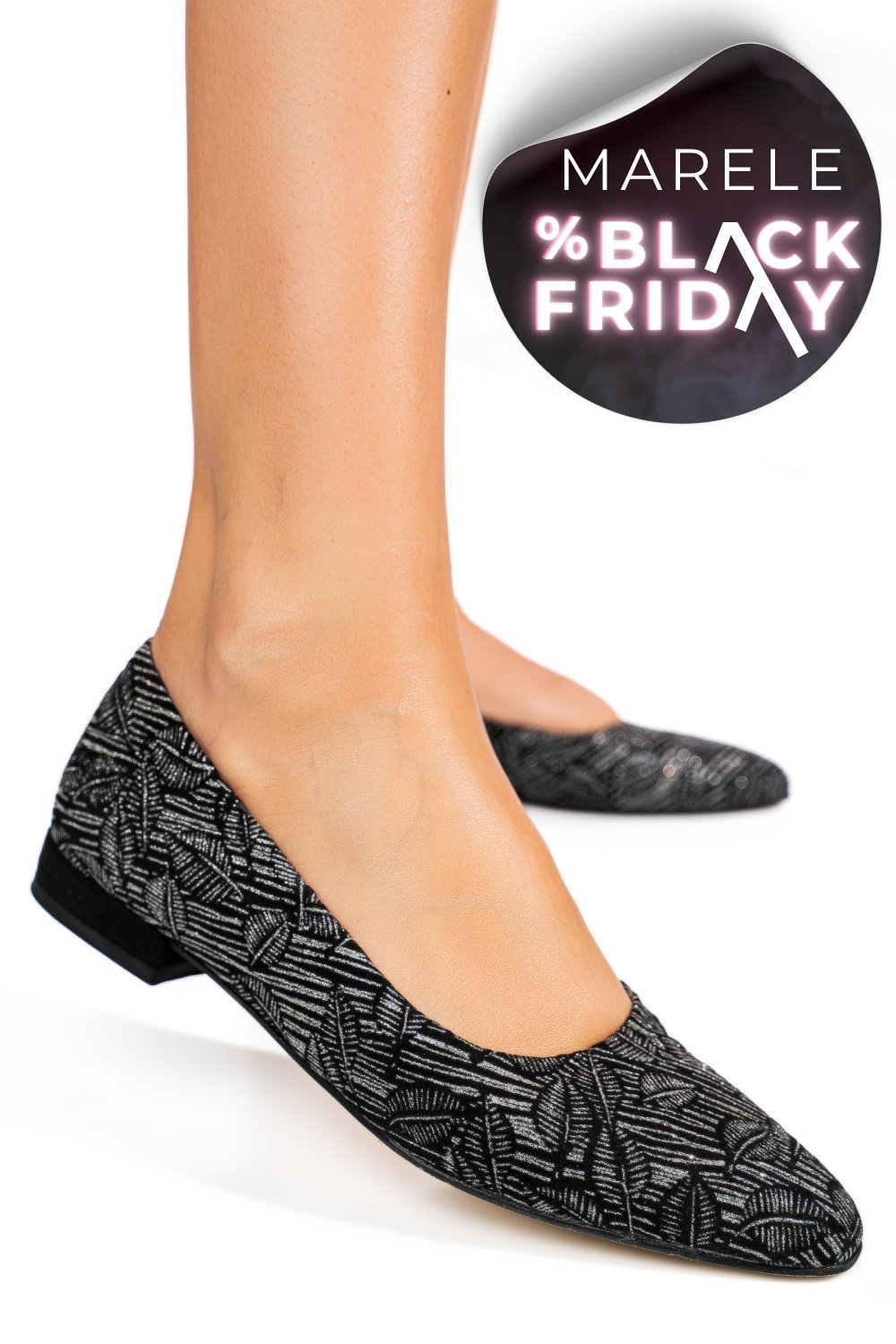 BALERINI NEGRU ARGINTIU PIELE NATURALA 0PC7AKA