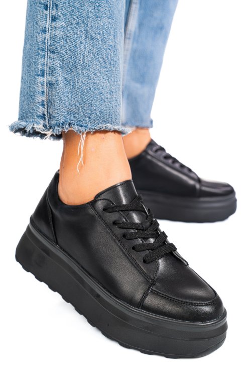 Pantofi sport negri piele naturala fsp001777