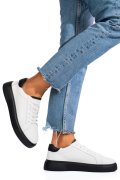 PANTOFI SPORT ALB NEGRU PIELE NATURALA FSP001765