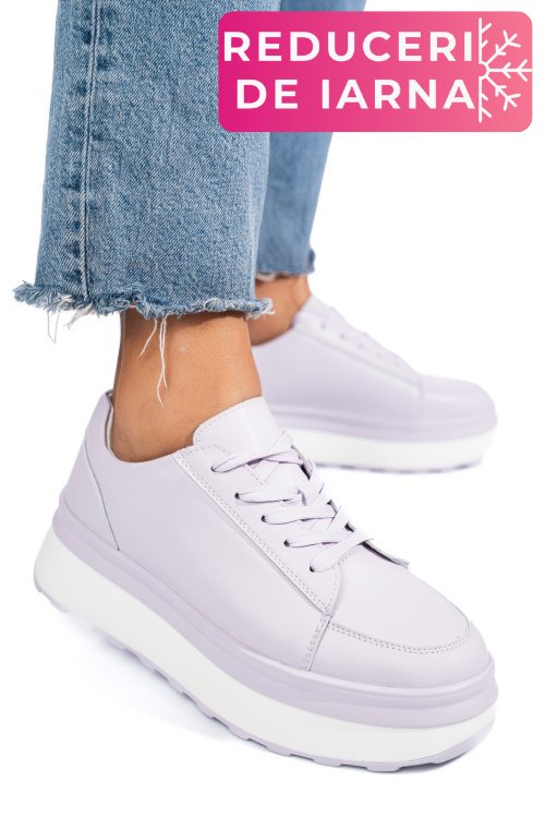 Pantofi sport mov piele naturala fsp001777