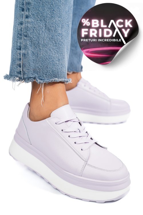 Pantofi sport mov piele naturala fsp001777