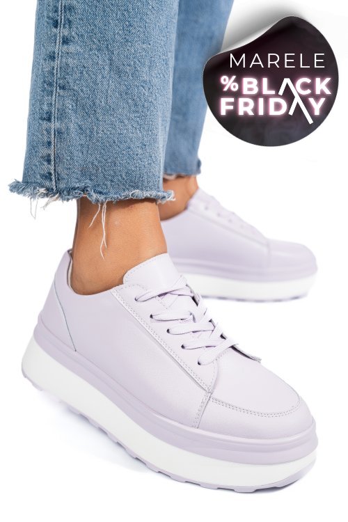 Pantofi sport mov piele naturala fsp001777