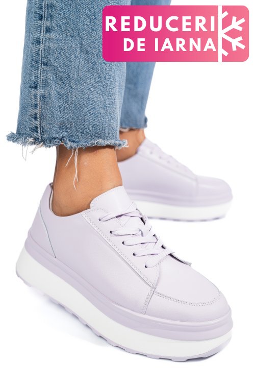 Pantofi sport mov piele naturala fsp001777