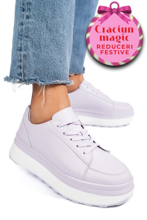 Pantofi sport mov piele naturala fsp001777
