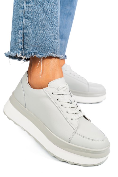 Pantofi sport gri piele naturala fsp001777