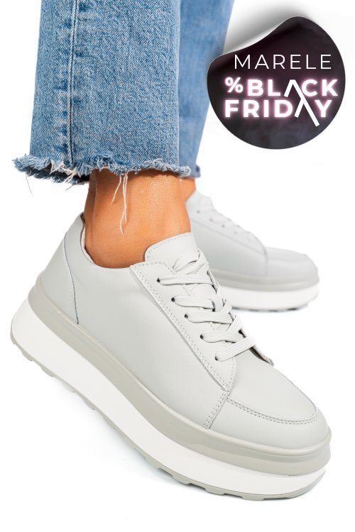 Pantofi sport gri piele naturala fsp001777