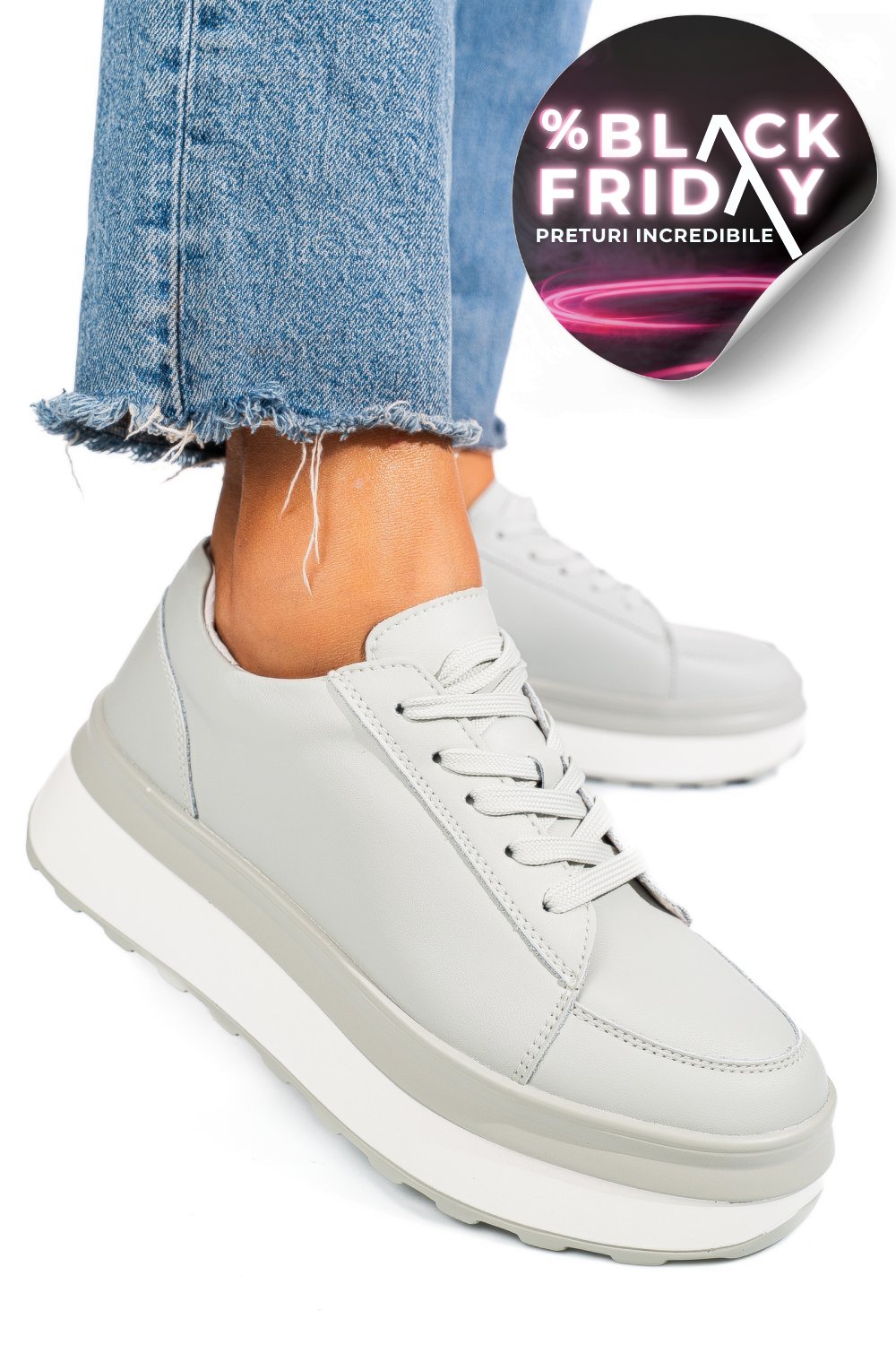 PANTOFI SPORT GRI PIELE NATURALA FSP001777