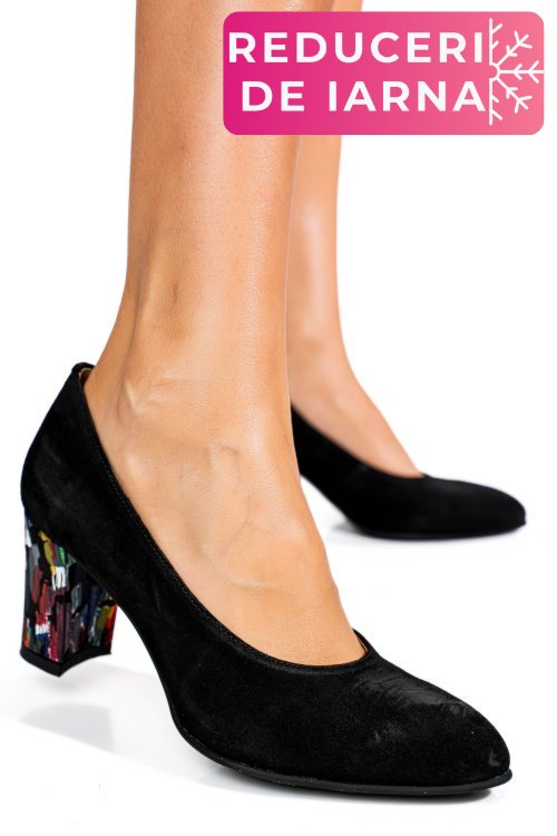 Pantofi negru picaso piele naturala intoarsa 3pc015