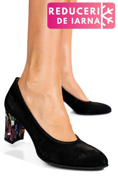 Pantofi negru picaso piele naturala intoarsa 3pc015