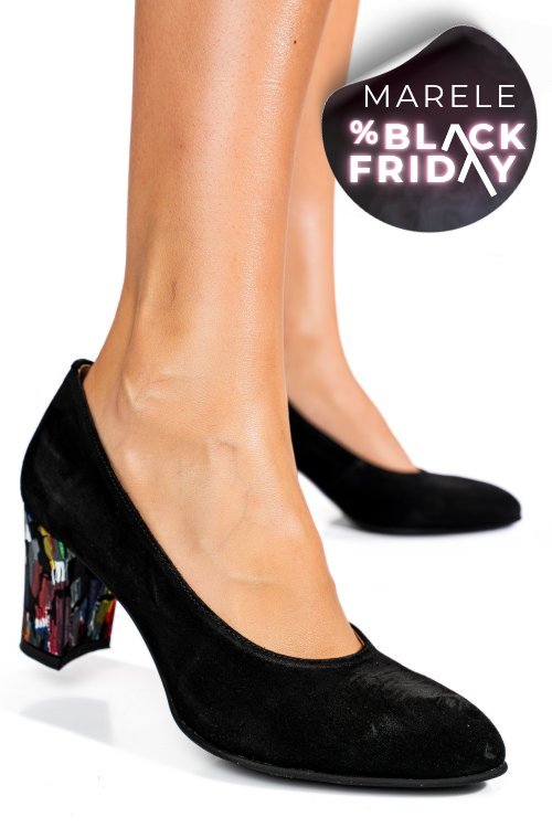 Pantofi negru picaso piele naturala intoarsa 3pc015