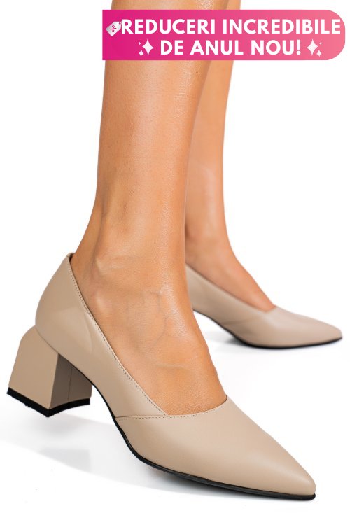 Pantofi crem piele naturala 5s77460