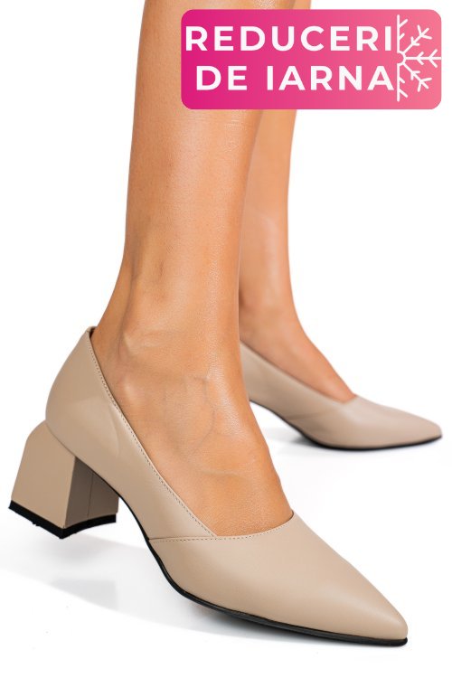 Pantofi crem piele naturala 5s77460