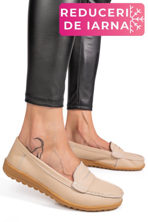 Mocasini bej piele naturala bsp03