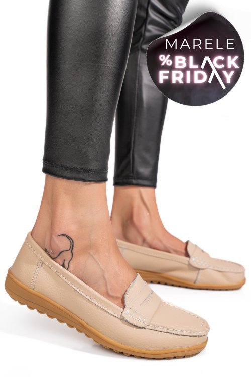 Mocasini bej piele naturala bsp03