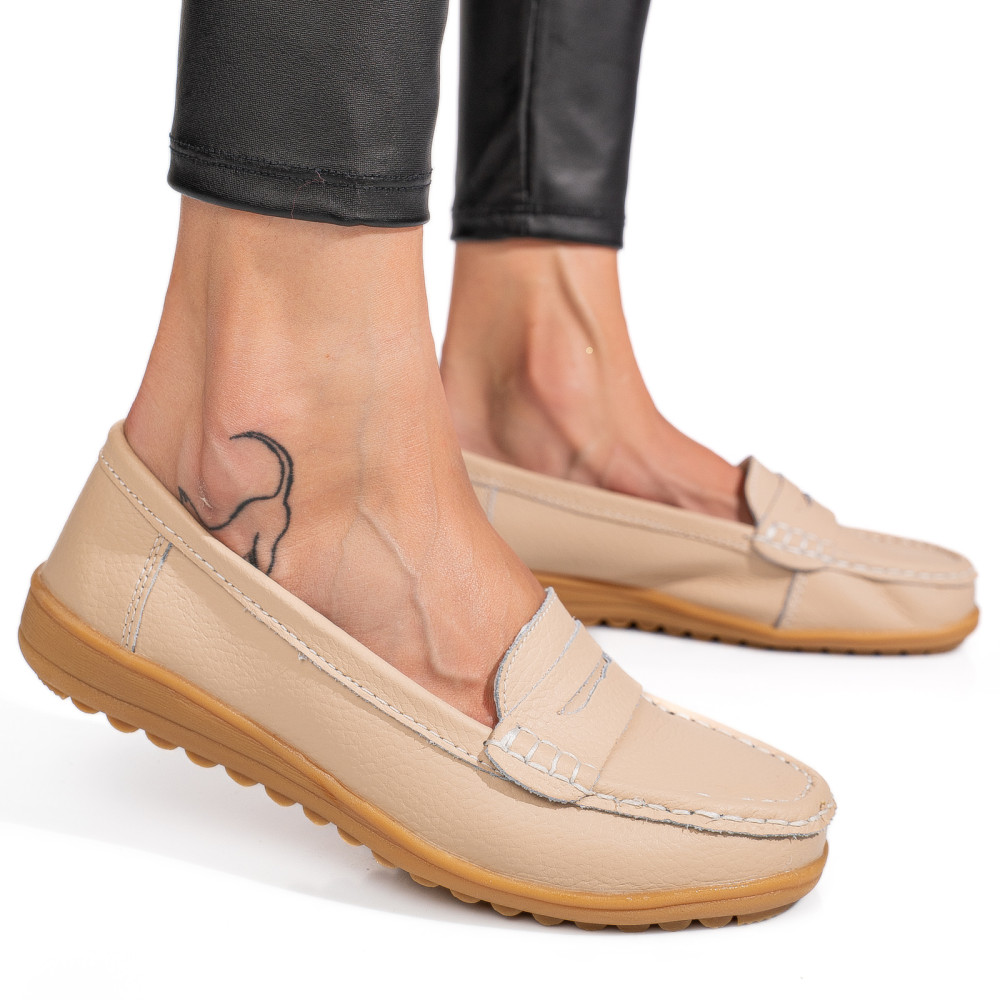 MOCASINI BEJ PIELE NATURALA BSP03