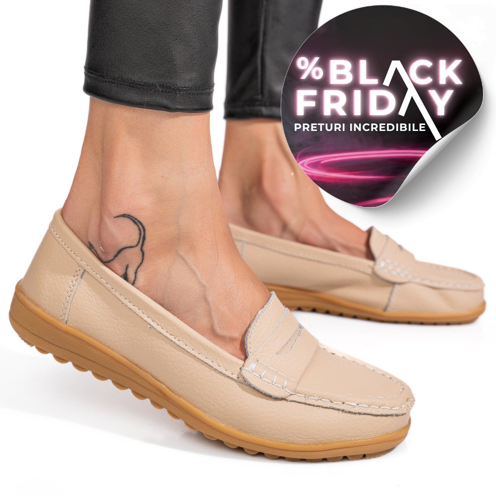 MOCASINI BEJ PIELE NATURALA BSP03