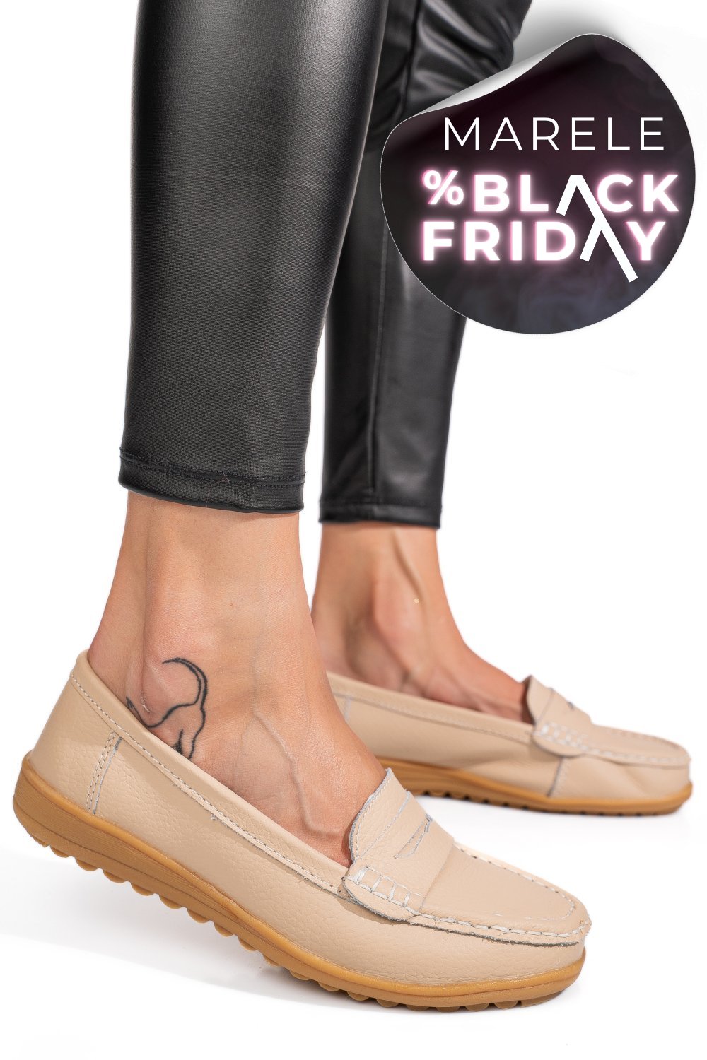 MOCASINI BEJ PIELE NATURALA BSP03