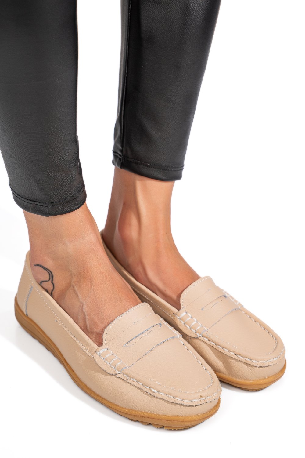 MOCASINI BEJ PIELE NATURALA BSP03