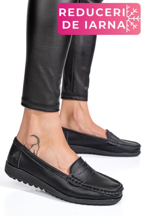 Mocasini negri piele naturala bsp03