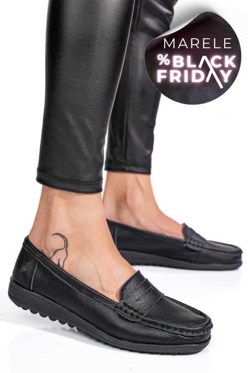 Mocasini negri piele naturala bsp03