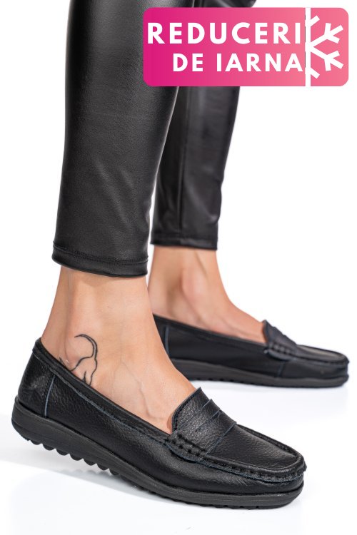 Mocasini negri piele naturala bsp03