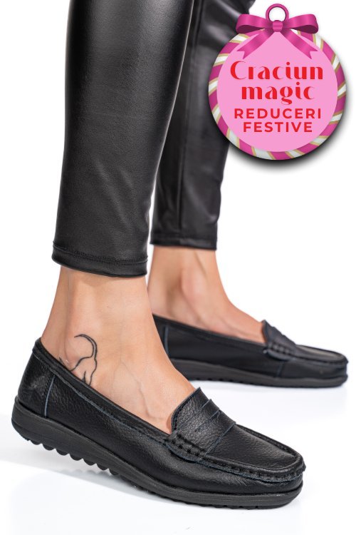 Mocasini negri piele naturala bsp03