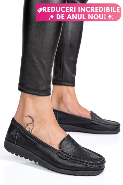 Mocasini negri piele naturala bsp03