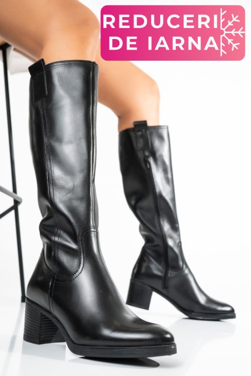 Cizme negre piele naturala ws77b70h06