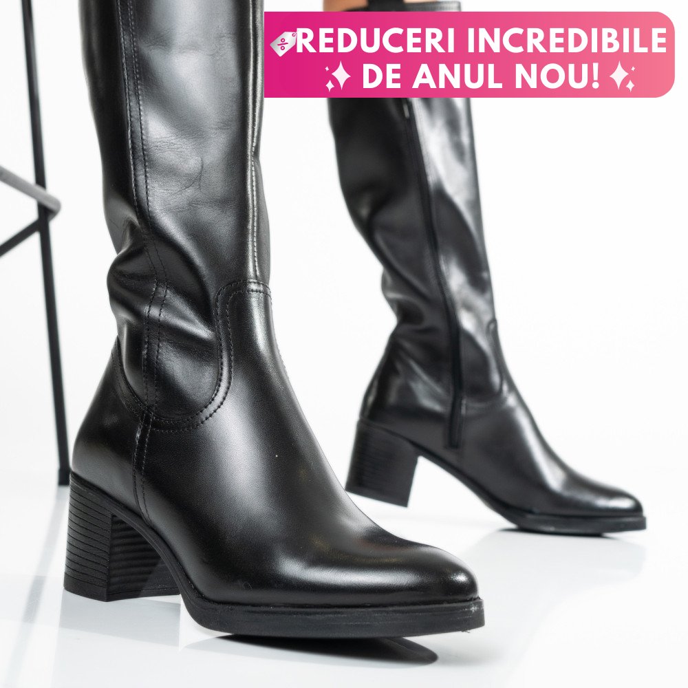 CIZME NEGRE PIELE NATURALA WS77B70H06