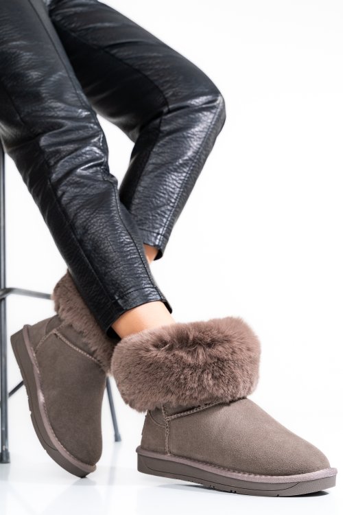 Soprani couture, cizme dama piele naturala intoarsa  gri scw328020