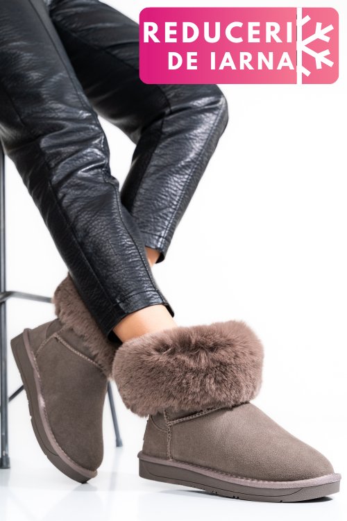 Soprani couture, cizme dama piele naturala intoarsa  gri scw328020