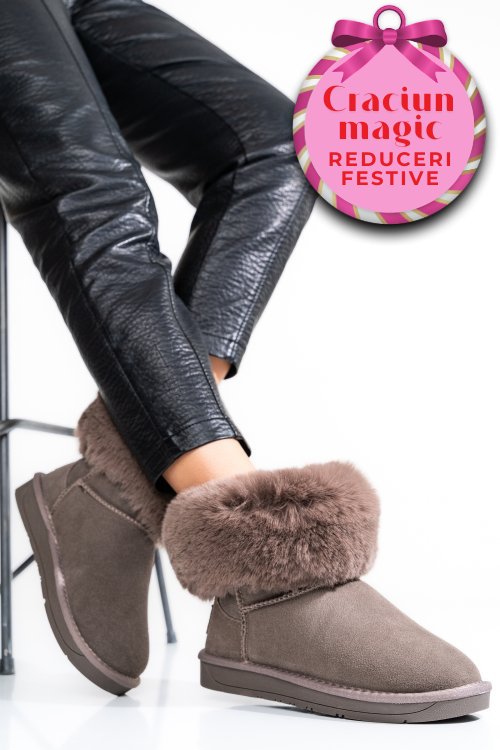 Soprani couture, cizme dama piele naturala intoarsa  gri scw328020