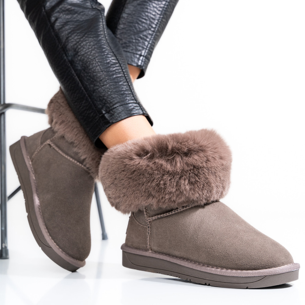 SOPRANI COUTURE, CIZME DAMA PIELE NATURALA INTOARSA  GRI SCW328020