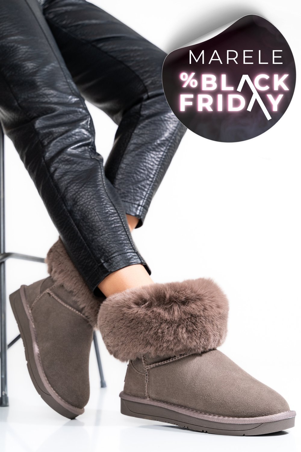 SOPRANI COUTURE, CIZME DAMA PIELE NATURALA INTOARSA  GRI SCW328020