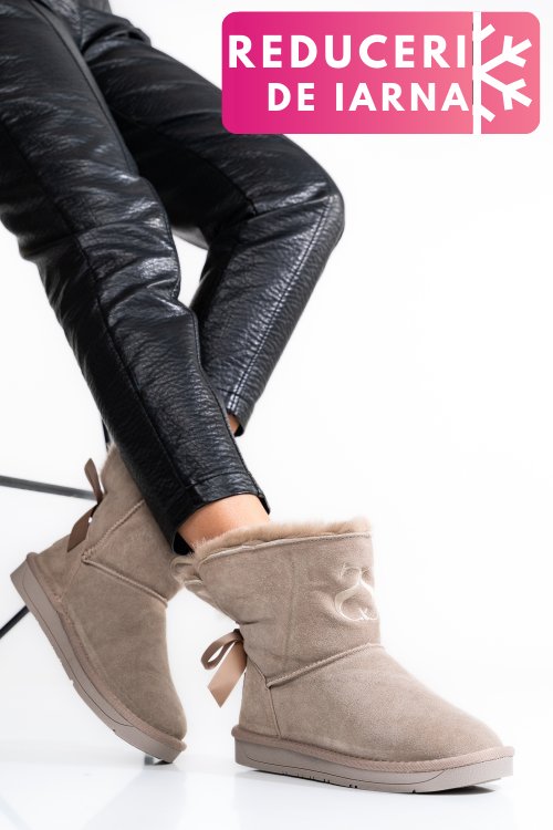 Soprani couture,cizme dama piele naturala intoarsa gri scw328025