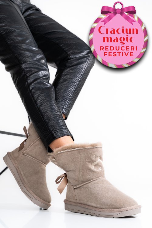 Soprani couture,cizme dama piele naturala intoarsa gri scw328025