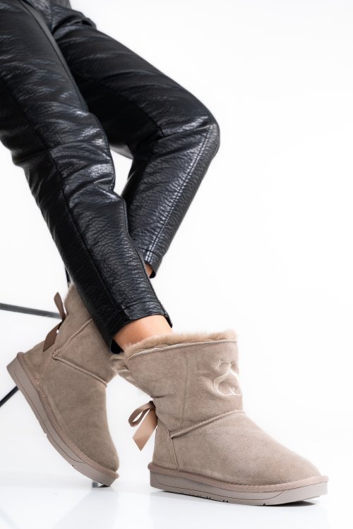 Soprani couture,cizme dama piele naturala intoarsa gri scw328025