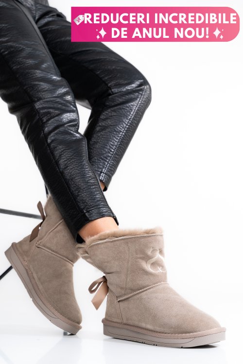 Soprani couture,cizme dama piele naturala intoarsa gri scw328025