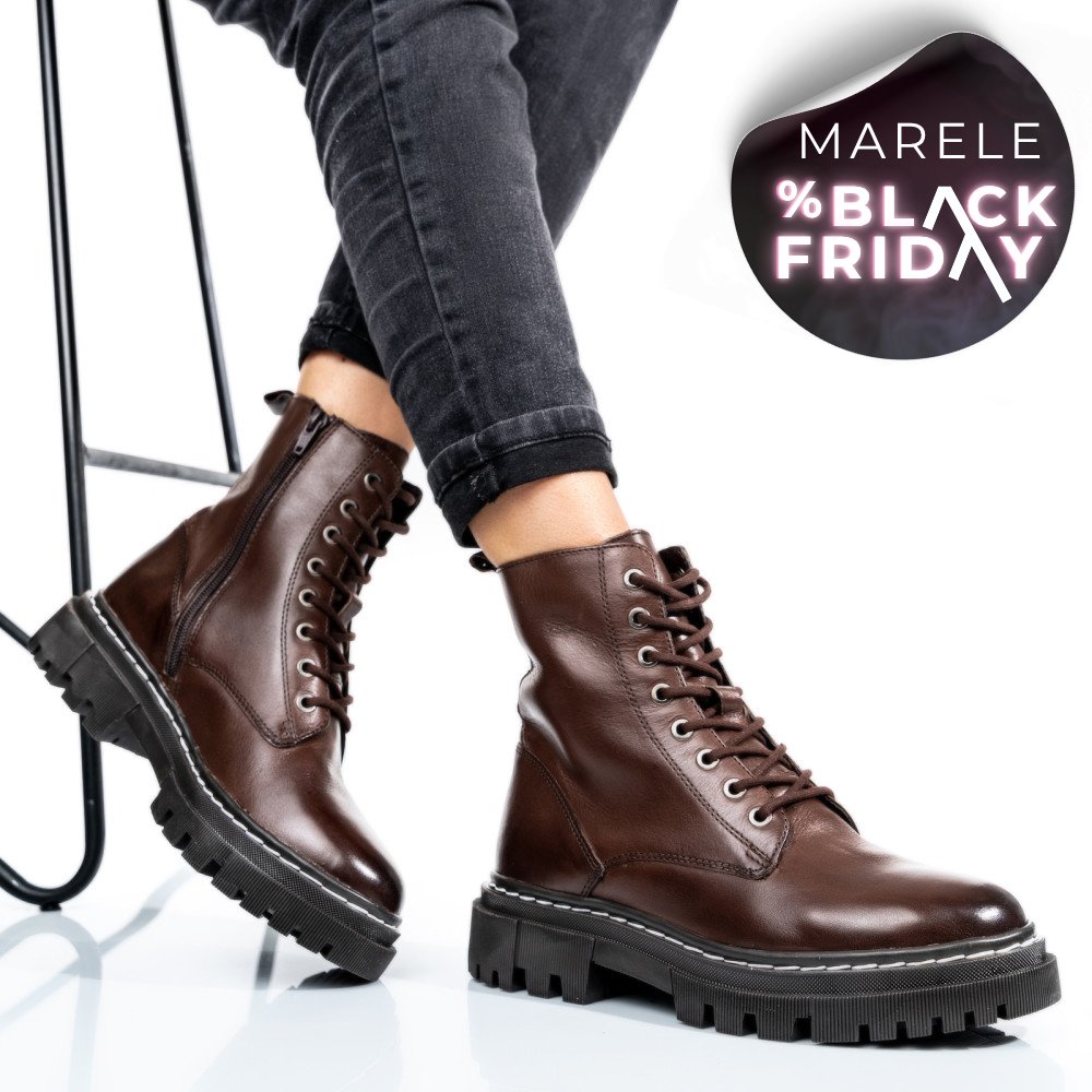 GHETE DAMA CU SIRETURI PIELE NATURALA MARO INCHIS VS77B06-3201