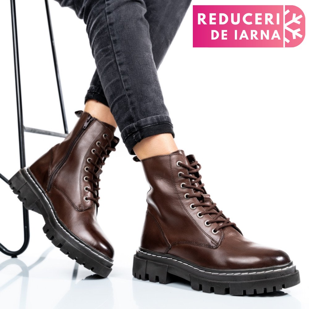 GHETE DAMA CU SIRETURI PIELE NATURALA MARO INCHIS VS77B06-3201