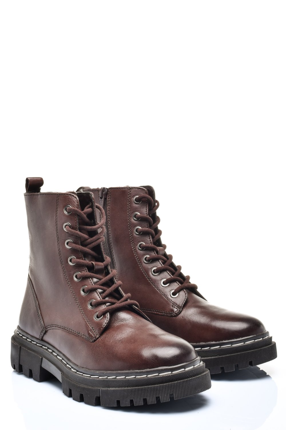 GHETE DAMA CU SIRETURI PIELE NATURALA MARO INCHIS VS77B06-3201