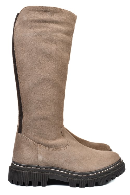Cizme dama piele naturala intoarsa taupe bs77b063207