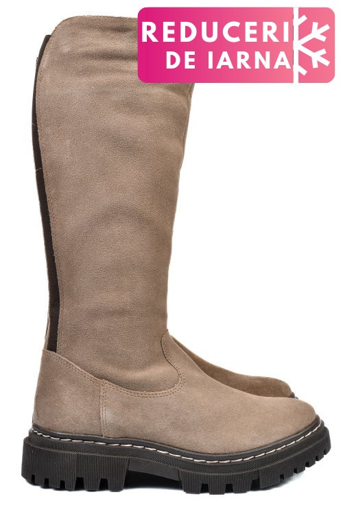 Cizme dama piele naturala intoarsa taupe bs77b063207