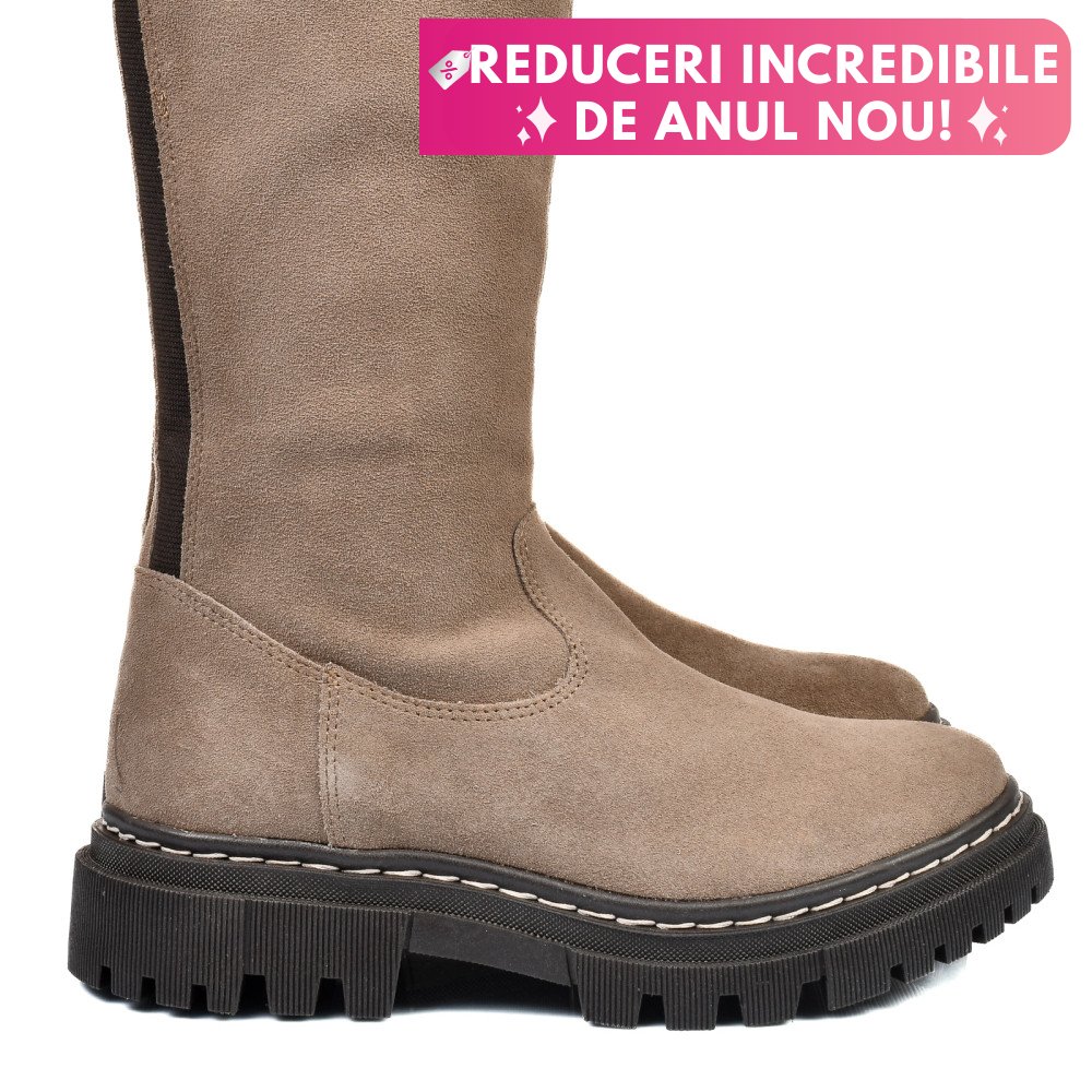CIZME DAMA PIELE NATURALA INTOARSA TAUPE BS77B063207