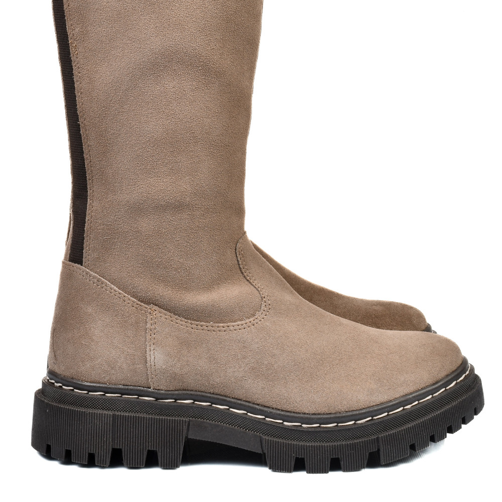 CIZME DAMA PIELE NATURALA INTOARSA TAUPE BS77B063207