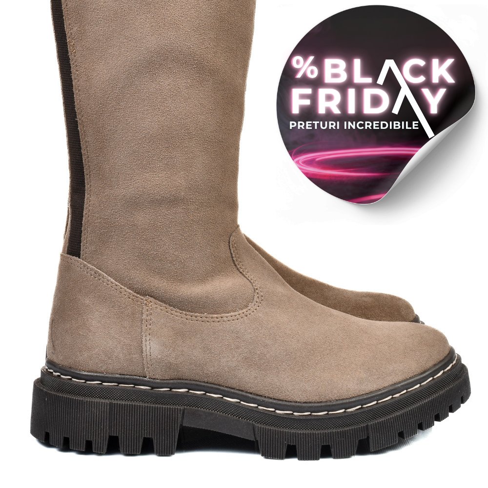 CIZME DAMA PIELE NATURALA INTOARSA TAUPE BS77B063207