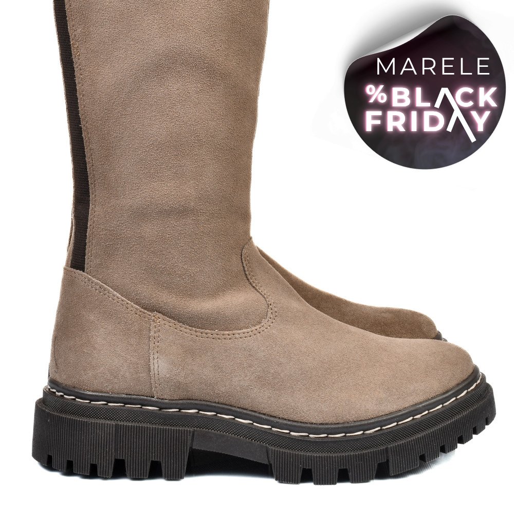 CIZME DAMA PIELE NATURALA INTOARSA TAUPE BS77B063207