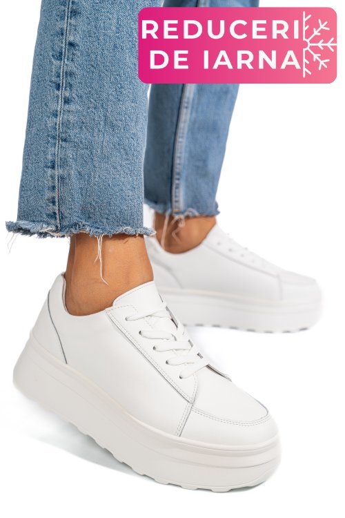 Pantofi sport albi piele naturala fsp001777