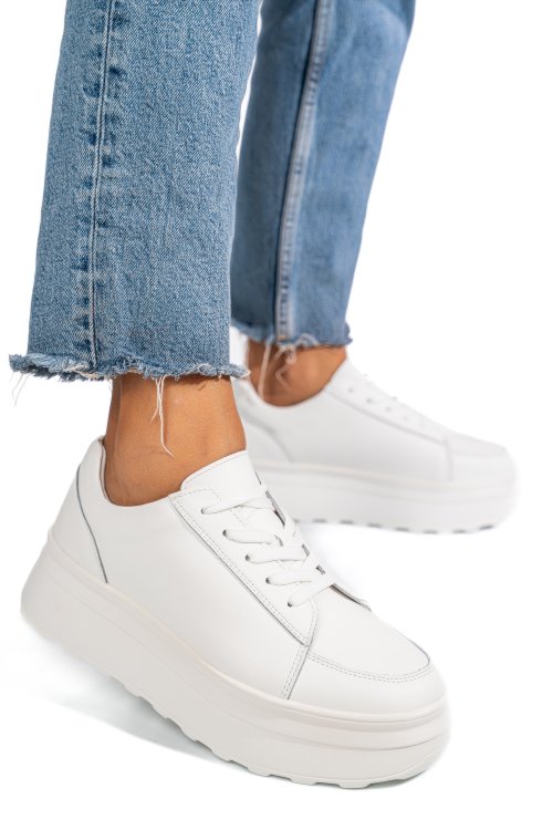 Pantofi sport albi piele naturala fsp001777