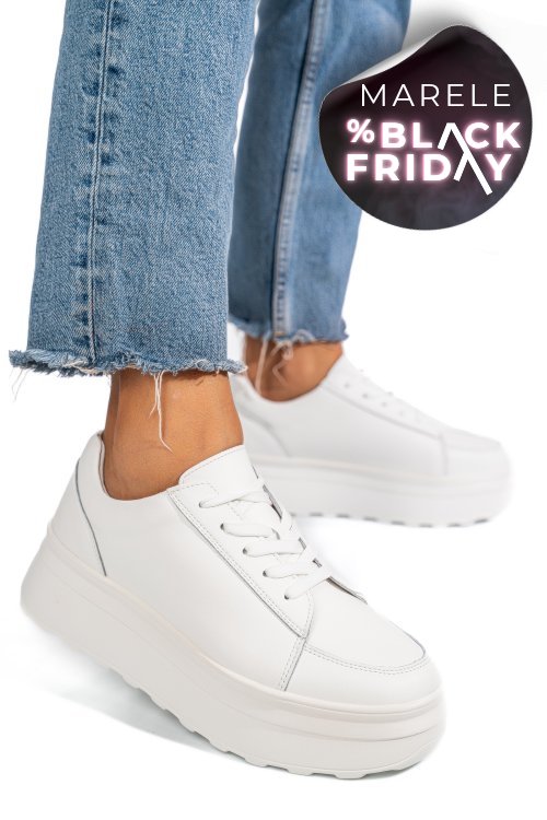 Pantofi sport albi piele naturala fsp001777